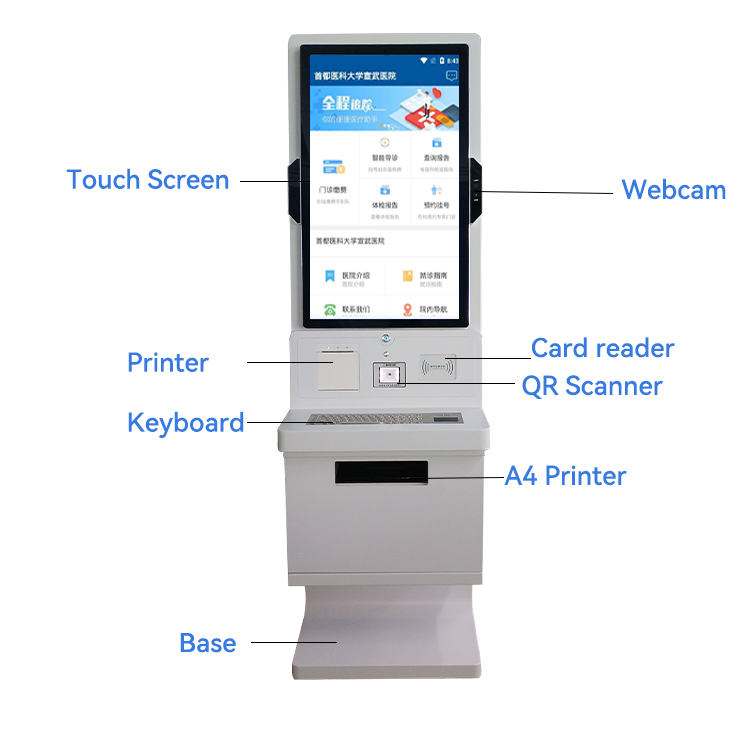 Self Service Queue payment Self service print Kiosk Hot Selling Floor Standing Touch Screen Hospital 6