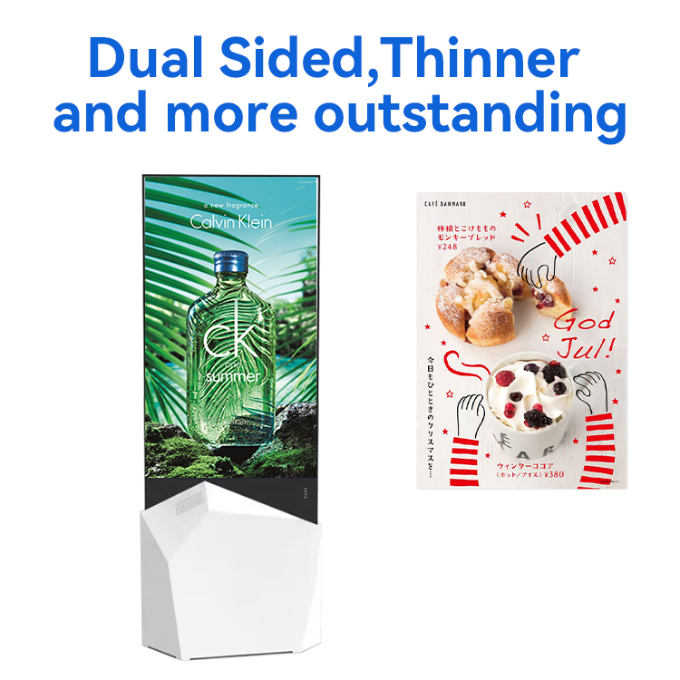 Floor Standing QLED Glass Double Sided Digital Ads Screen Digital Signal DIsplay 5