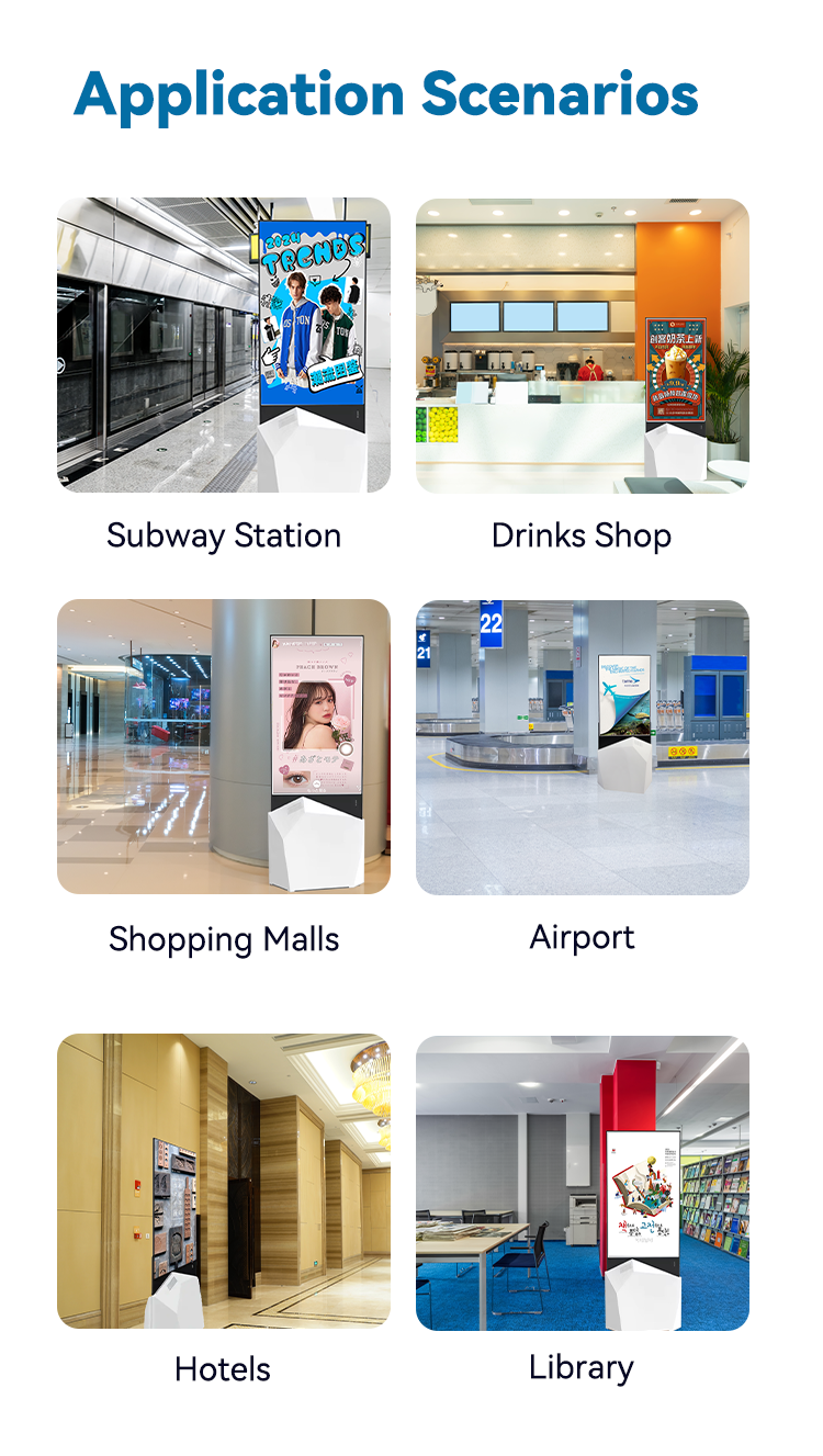 Floor Standing QLED Glass Double Sided Digital Ads Screen Digital Signal DIsplay 8