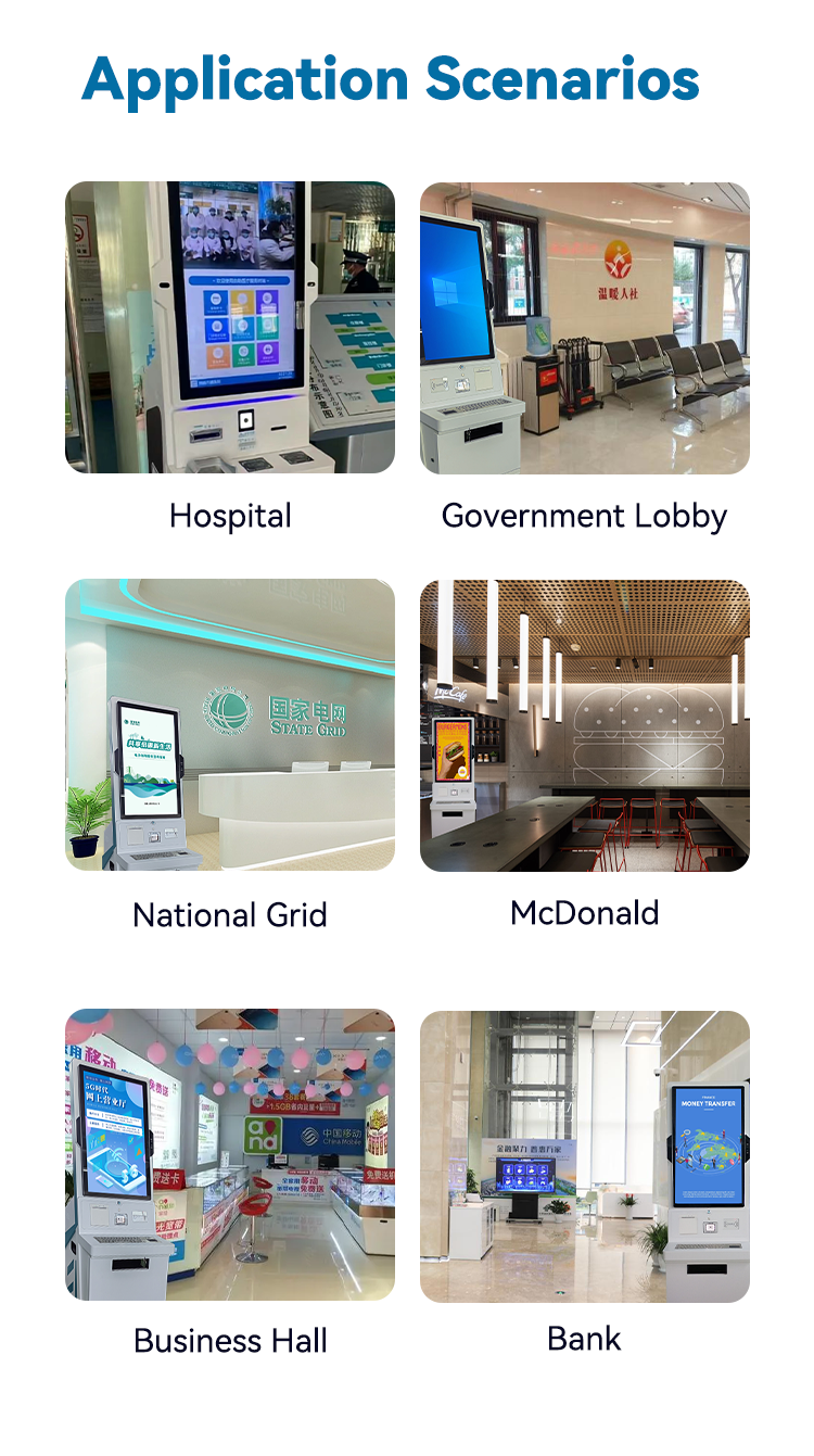 LX7013 Large LCD Touch Screen Hospital Top UP Self Service A4 Printer Sim Card Kiosk support OEM ODM 8