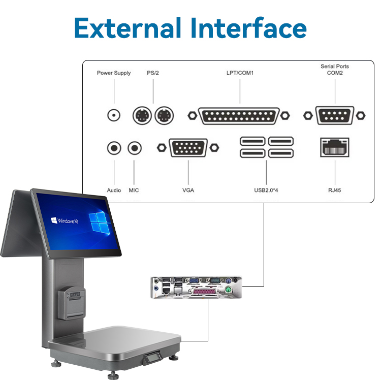 High quality pos system touch screen scale cash register weighing scale for retail market Inteligente electronique escala 7