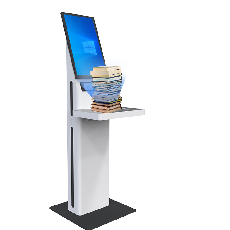 Self Service Touch Screen Kiosk with Metal Keyboard Book Information Equiry and QR Scanning Kiosk