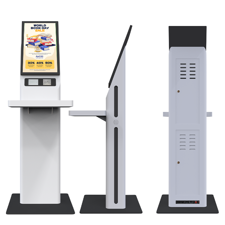 Self Service Touch Screen Kiosk with Metal Keyboard Book Information Equiry and QR Scanning Kiosk 5