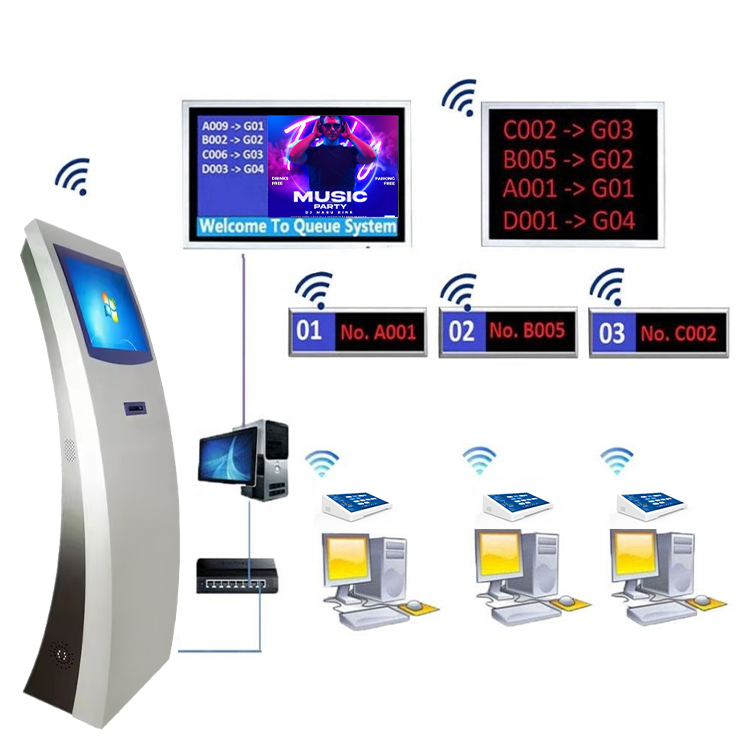 Hot sale Touch Screen Bank Hospital Wireless Queue Managerment System Kiosk