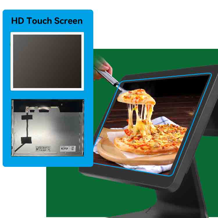 LX1563L POS Cash Register ALL in one HD Multi Touch Screen Cash Device support External Cash Box, Scanner, Printer 8