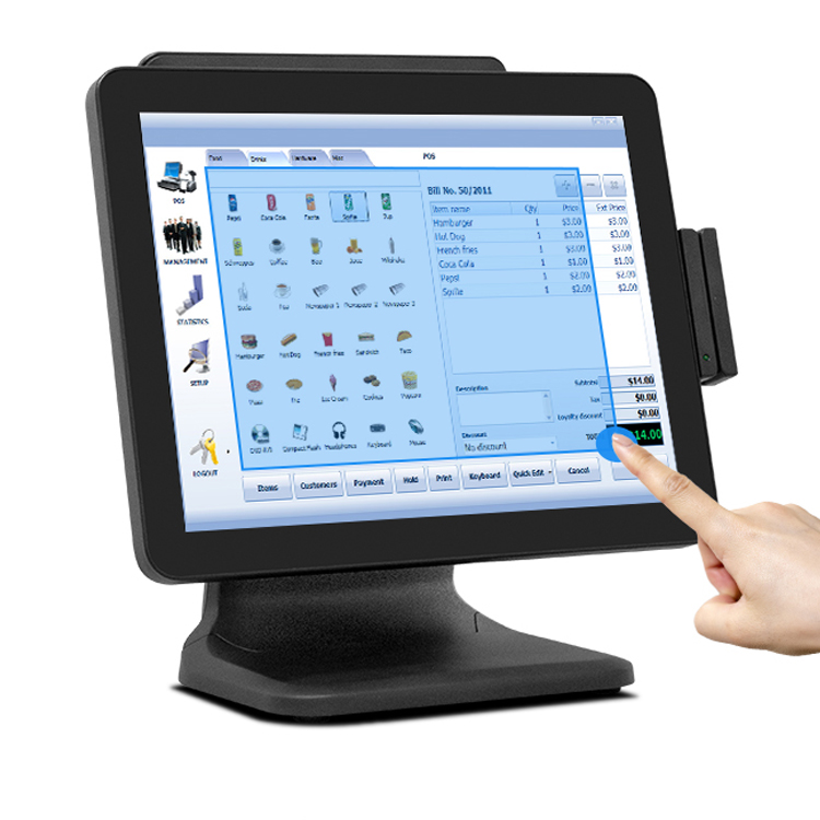 LX1502B POS Cash Register 15 inch HD Touch Screen All in one Support Foldable hide line 2