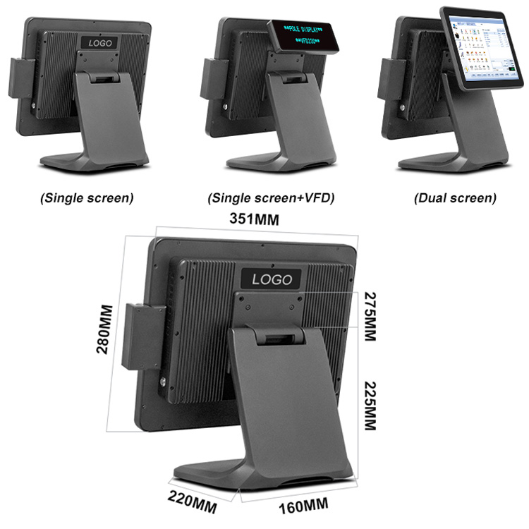 LX1502B POS Cash Register 15 inch HD Touch Screen All in one Support Foldable hide line 9