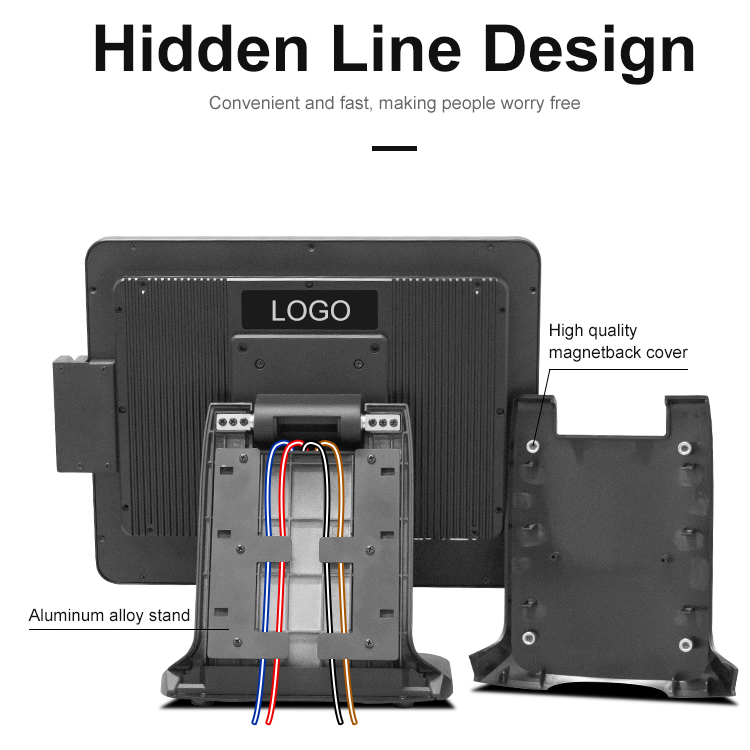 LX1502B POS Cash Register 15 inch HD Touch Screen All in one Support Foldable hide line 4