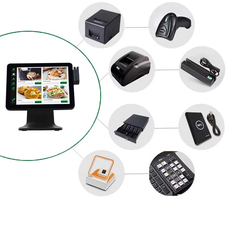 LX1562 All in one Electronic Cash Register POS system Double Screen Cash Register Computer 4