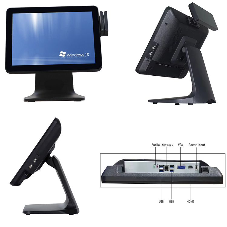 LX1562 All in one Electronic Cash Register POS system Double Screen Cash Register Computer 6