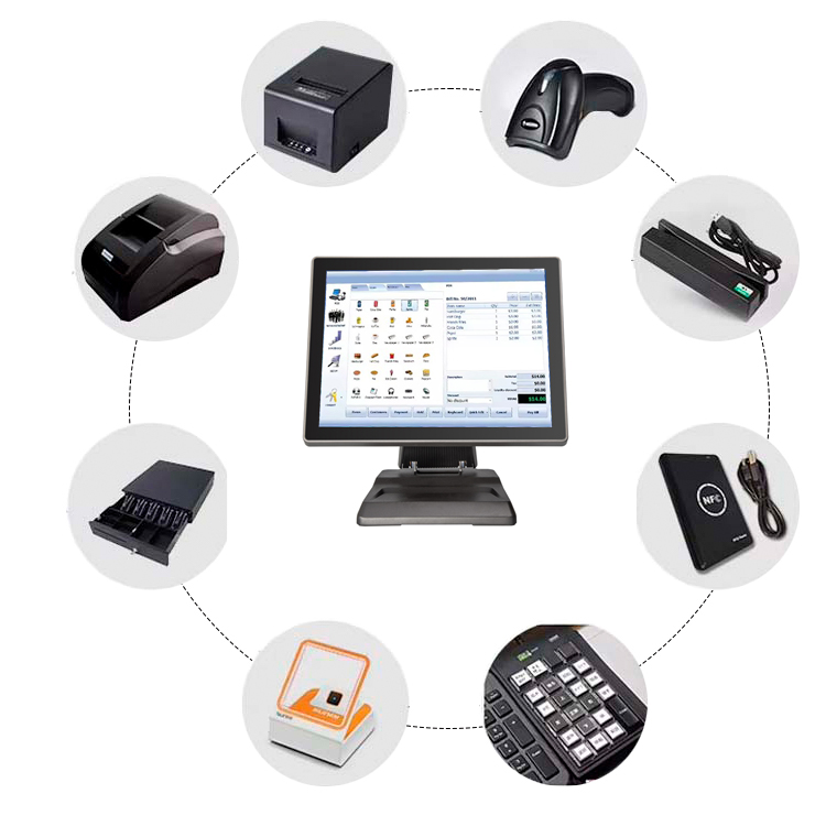 LX1503 Electronic Cash Register Lcd Touch Screen Display Register Pos Thermal POS Receipt point of sale systems 6