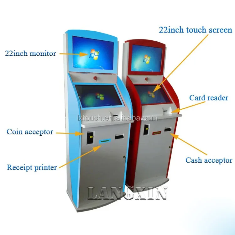 LX2031 Dual Sceen LCD Touch Screen Self Service ,Bank Hospital Hotel Payment Kiosk with A4 printer 5