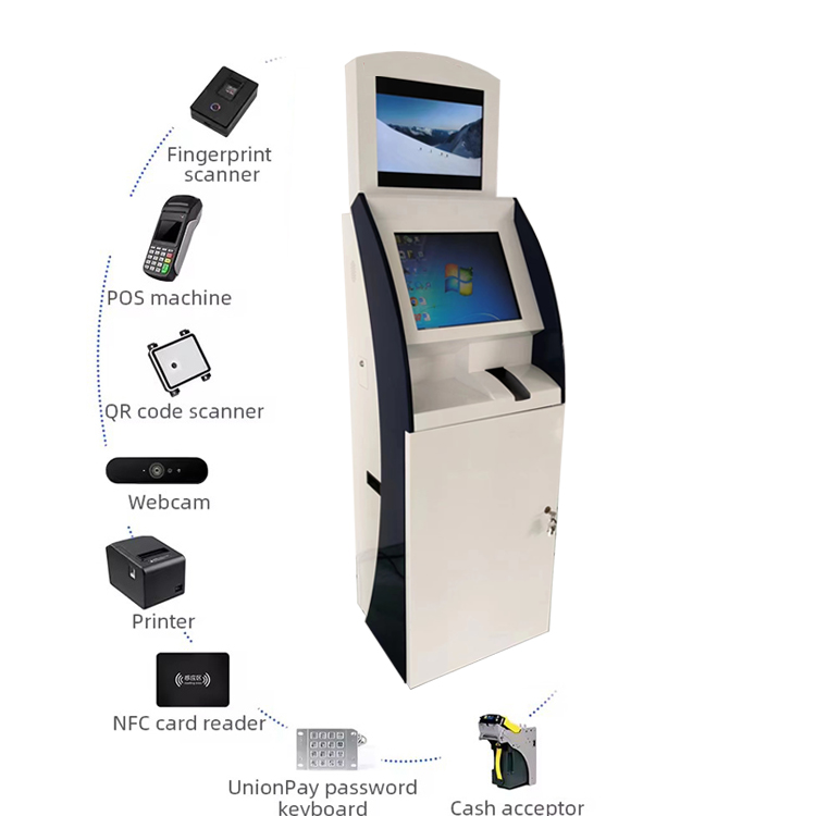 LX2038 Dual Screen Floor Standing hospital Touch Screen Self Service Top up  Payment Kiosk with POS Card reader 8