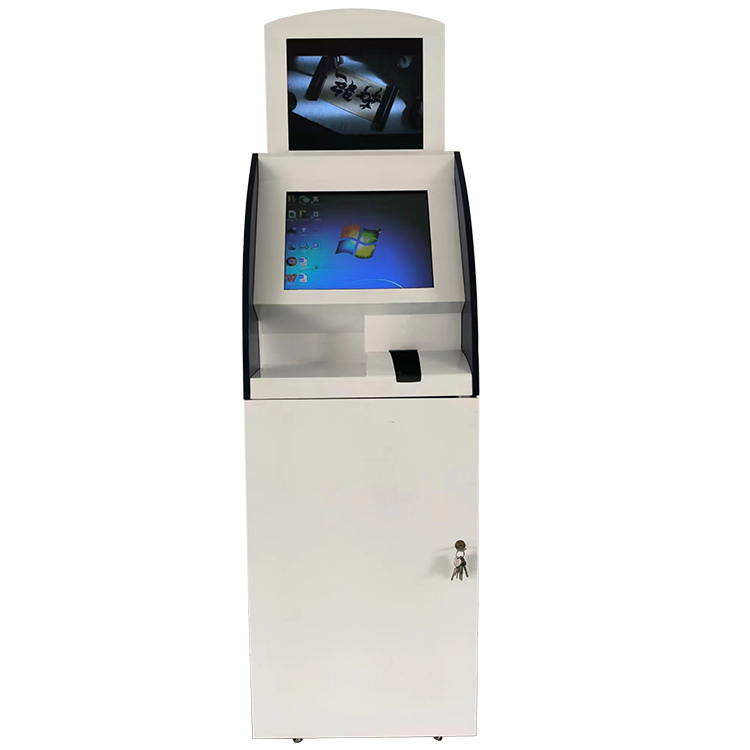 LX2038 Dual Screen Floor Standing hospital Touch Screen Self Service Top up  Payment Kiosk with POS Card reader 7