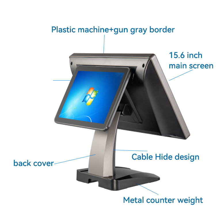 15.6 Inch Dual Screen Touch Cash Acceptor Machine Restaurant Ordering Touch Machine Android Window Touch Pos System For Retail 3