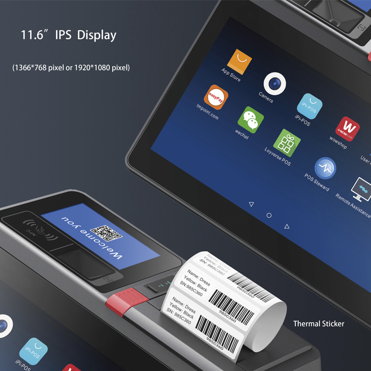 Android Tablet Pos System Terminal all in One Tablet Pos Machine Touch Screen Built in Printer 7
