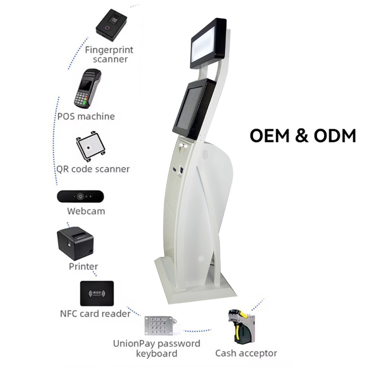 LX9025 Ordering Kiosk Touch Screen Self Payment Kiosk Receipt Printer Bill Coin Acceptor Cash Payment Kiosk 4