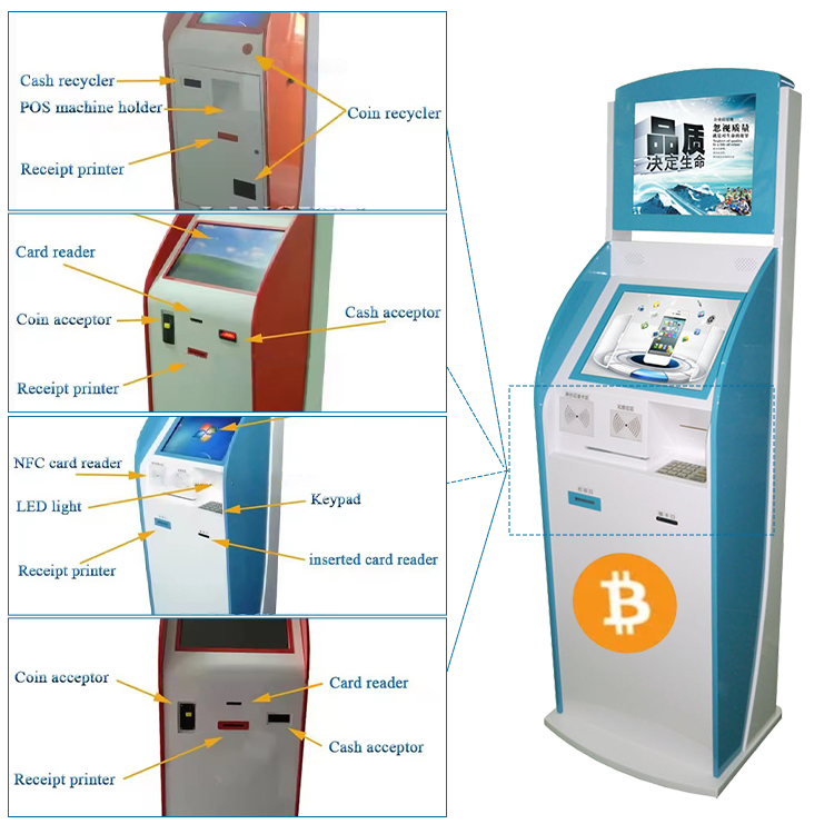capacitive touch screen bill printer self-service payment kiosk with card reader photo printing kiosk touch screen 6