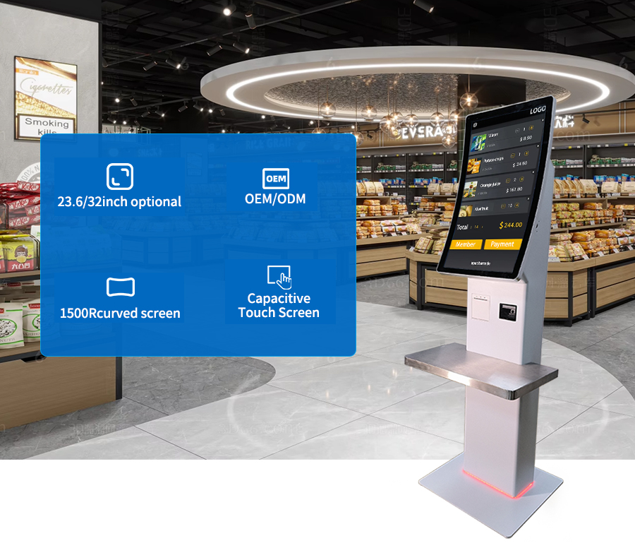 32 Inch Curved Touch Screen Kiosk Receipt Printer Facial Camera Handheld Pos Cash Payment for Supermarket 10