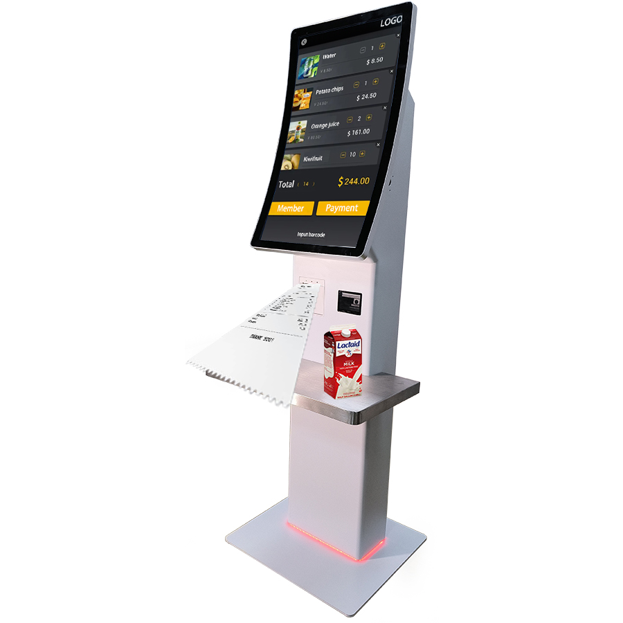 32 Inch Curved Touch Screen Kiosk Receipt Printer Facial Camera Handheld Pos Cash Payment for Supermarket
