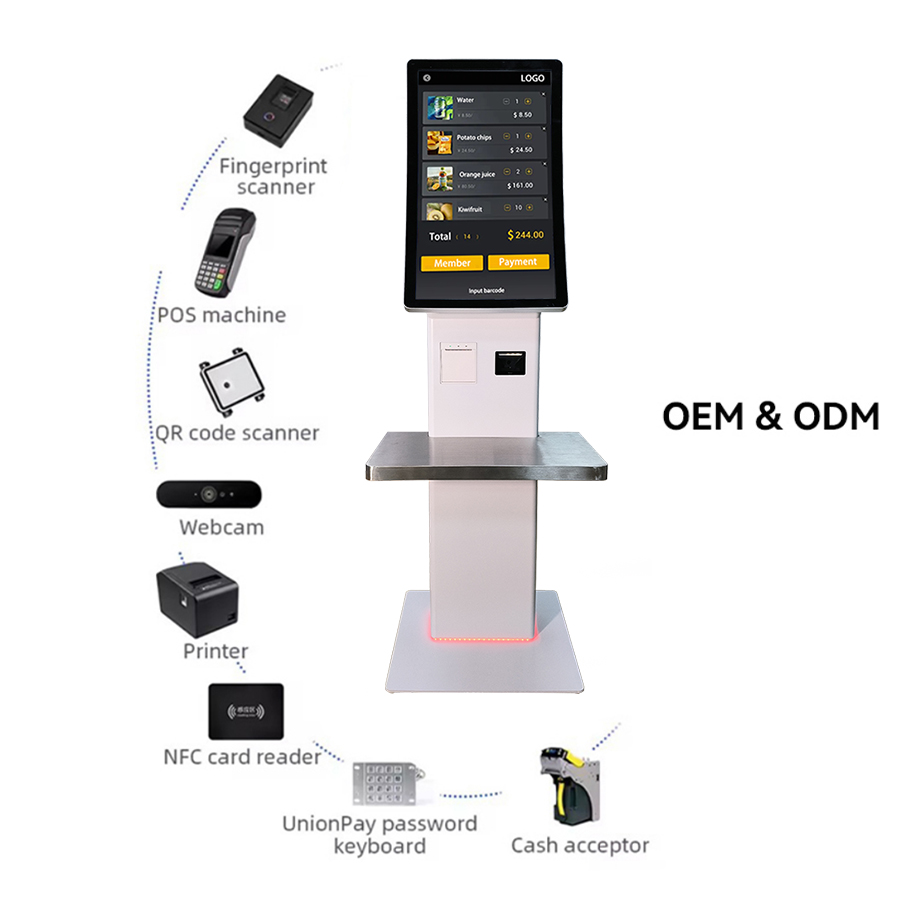 32 inch Touch Screen Self payment Android Wi-Fi Stand Kiosk Pos with 80MM thermal Printer Self-checkout Machine for Supermarket