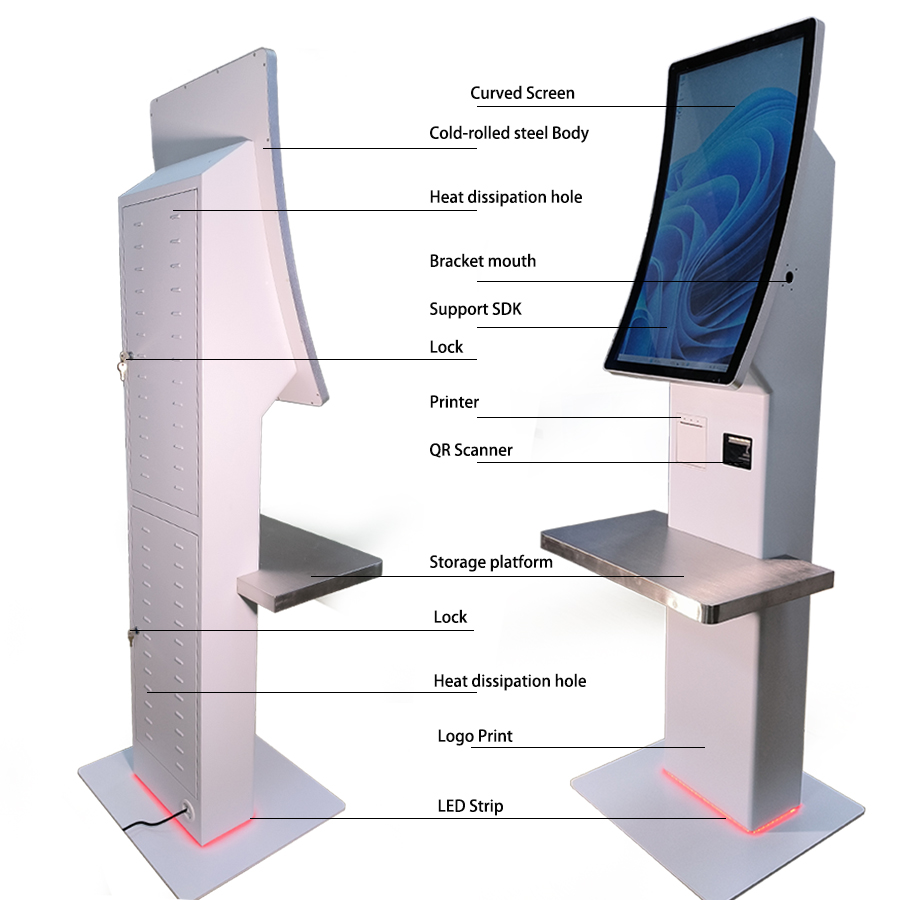 32inch Curved Touchscreen checkout Automated Terminal Machine kiosk Self-checkout Machine For supermarket 4